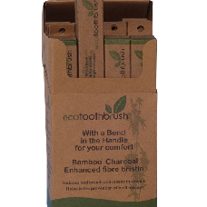 Bamboo Eco Charcoal Toothbrush 12 Pack - Barefoot Creations 