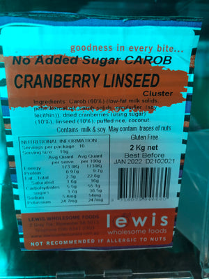 Cranberry Linseed Carob Clusters / 10g