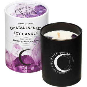 Crystal Infused Soy Candle - Amethyst x Sandalwood and Vanilla