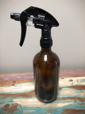 500ml Glass Amber Bottle with super trigger spray - Barefoot Creations 